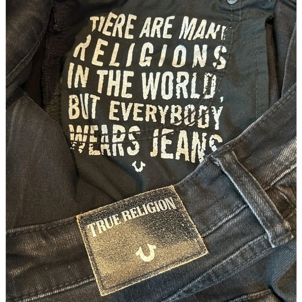True‎ Religion Mick Slouchy Skinny 34 Men's Black Distressed Moto Jeans